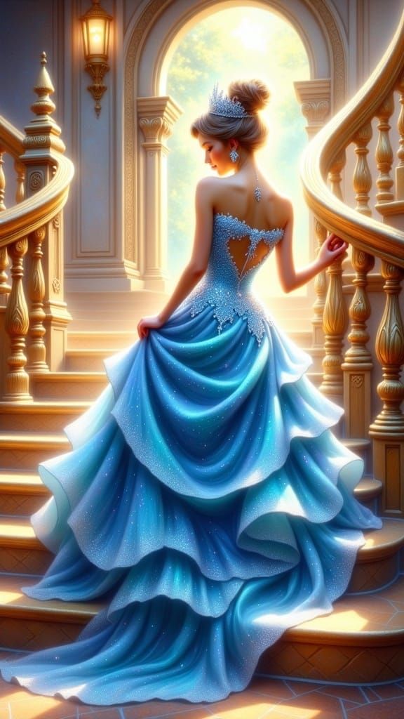 Cinderella Loses Glass Slipper on Heavenly Staircase