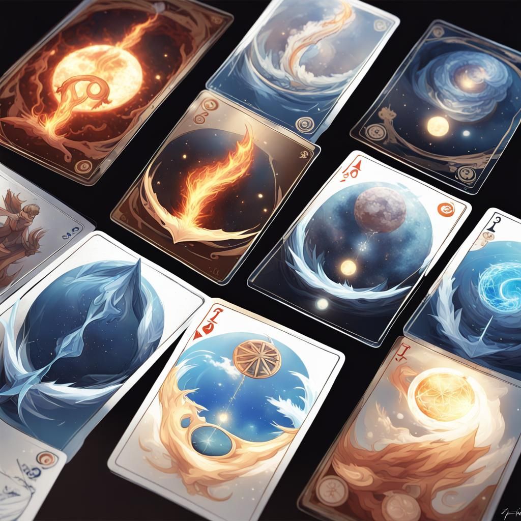 Elemental Symbol Cards in Anime Style