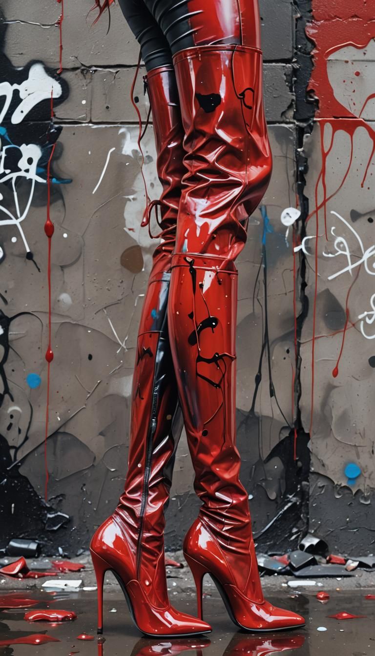 Red Catsuit in Graffiti Street Art Style