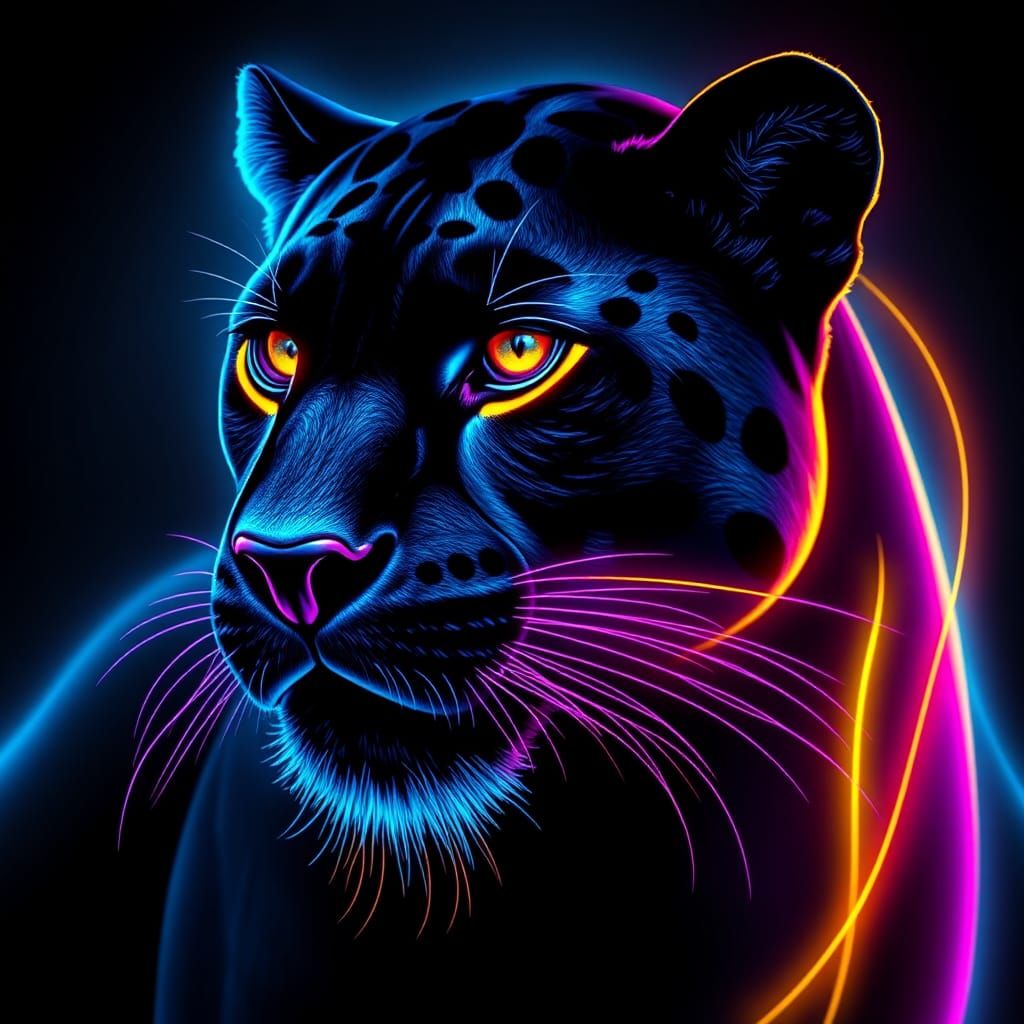 Neon Panther: A Majestic Digital Portrait