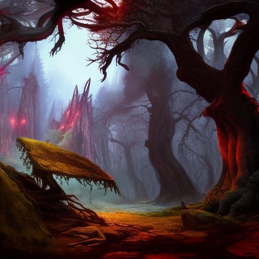 Demonic Eldridge Forest: Detailed Matte Painting