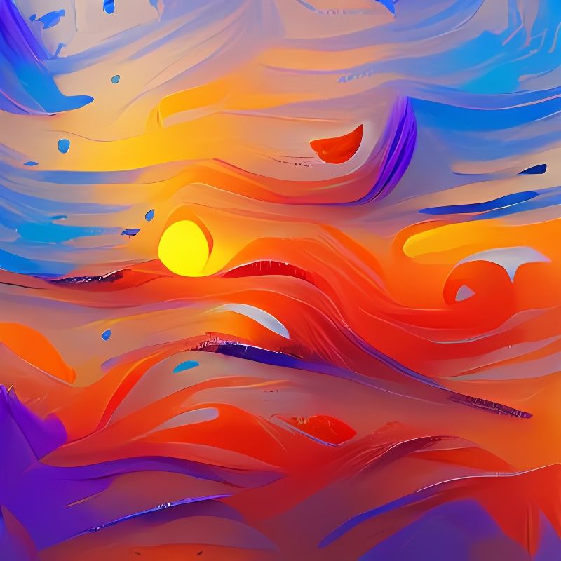 Abstract Sunset Art with Complementary Colors