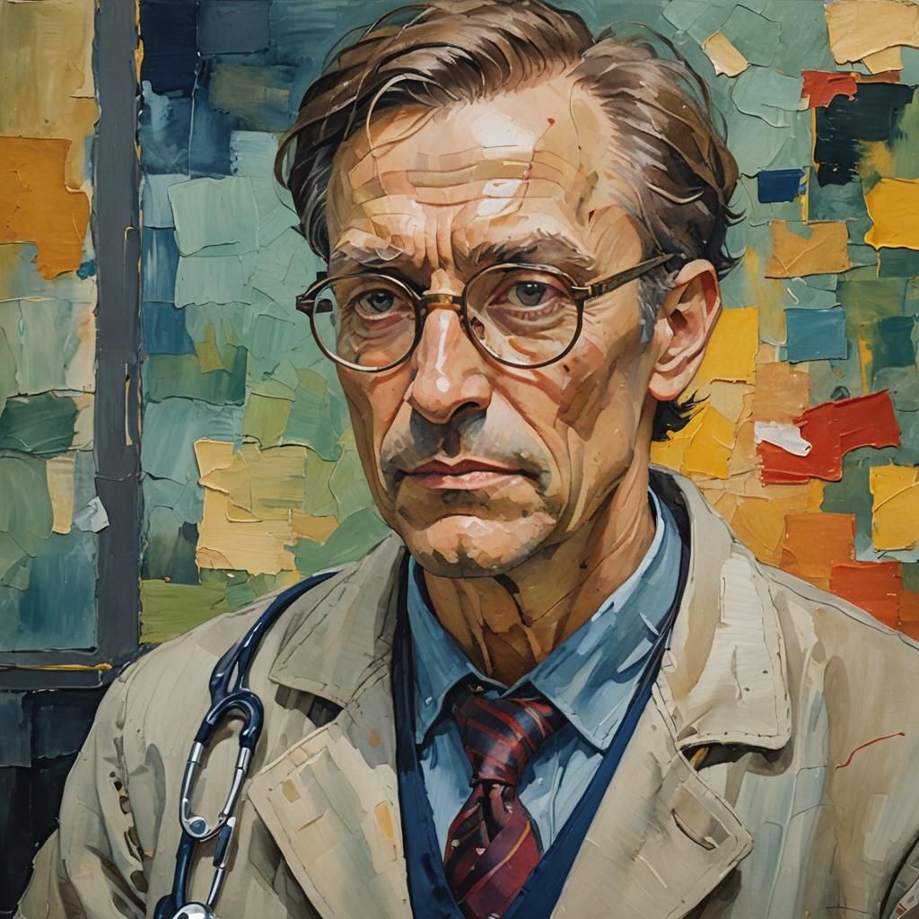 Doctor Portrait in Gouache Impressionist Style