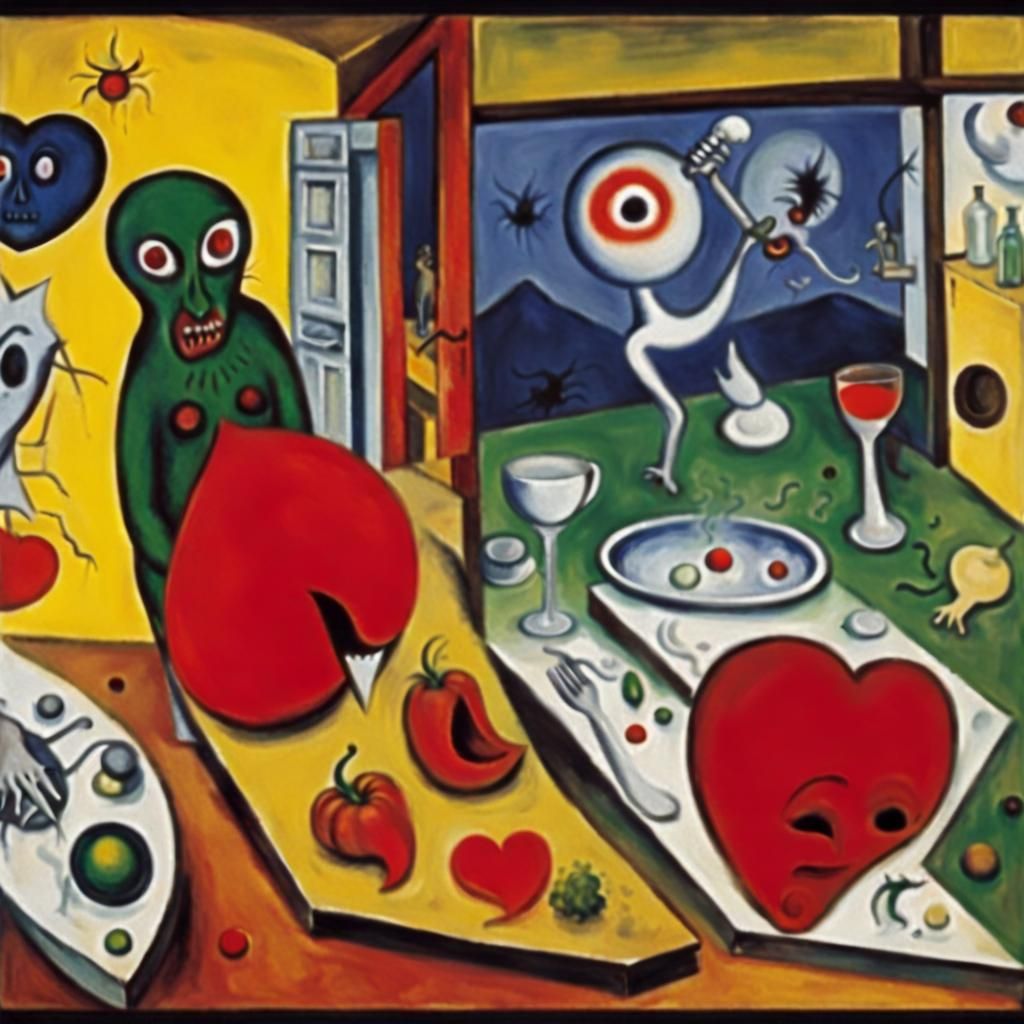 Surreal Kitchen Units as Vampires and Devils