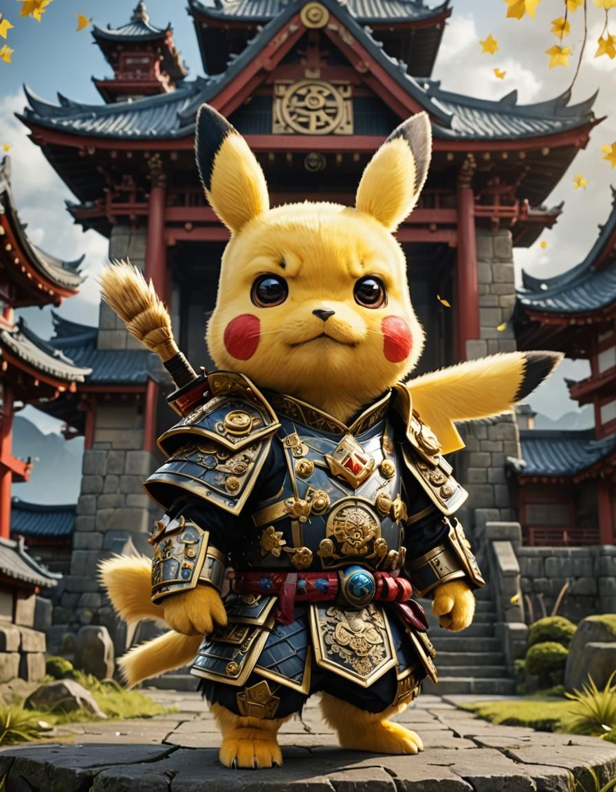 Chibi Pikachu Samurai in Glorious Armor