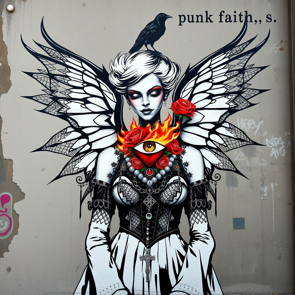 Punk Faith: Street Art Mural in Goth Style