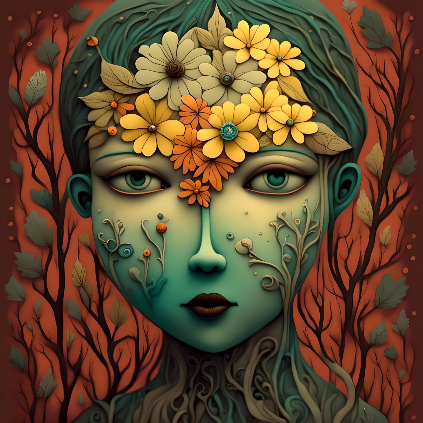 Hyperdetailed 3D Glass Ceramic Floral Tapestry