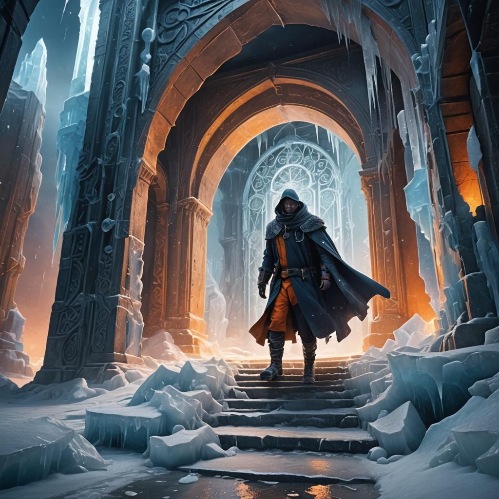 Dystopian Man Escapes Down Mystical Ice Stairs