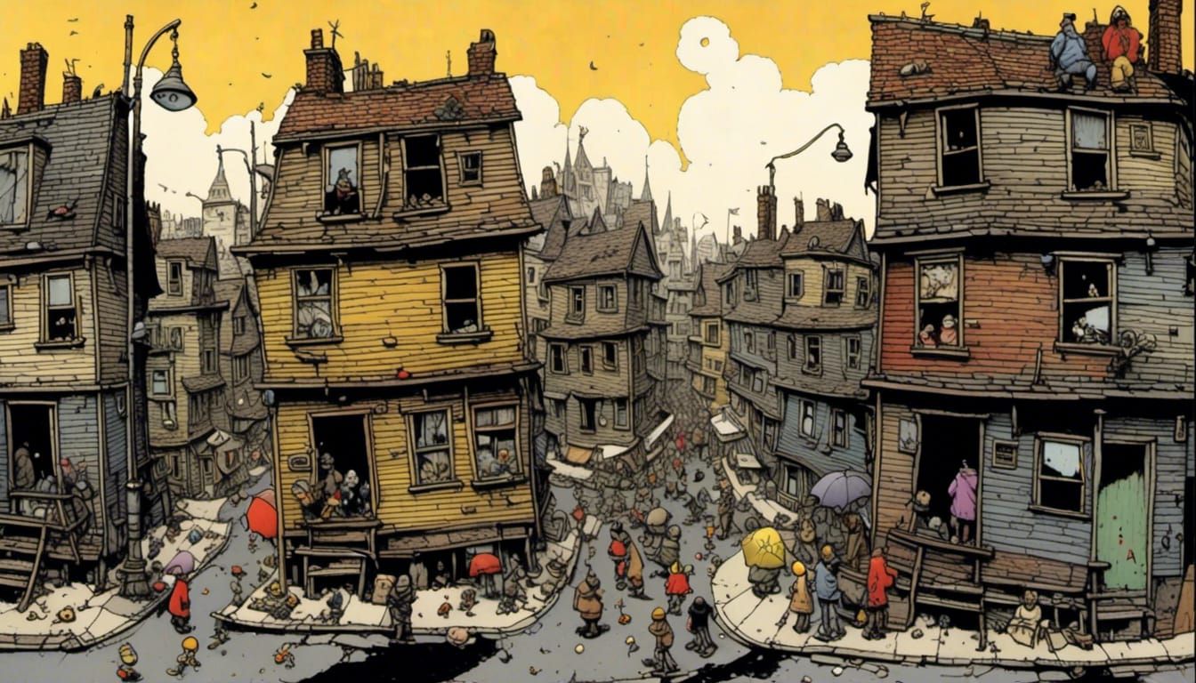 Melancholy Slum Town in 2000s Style