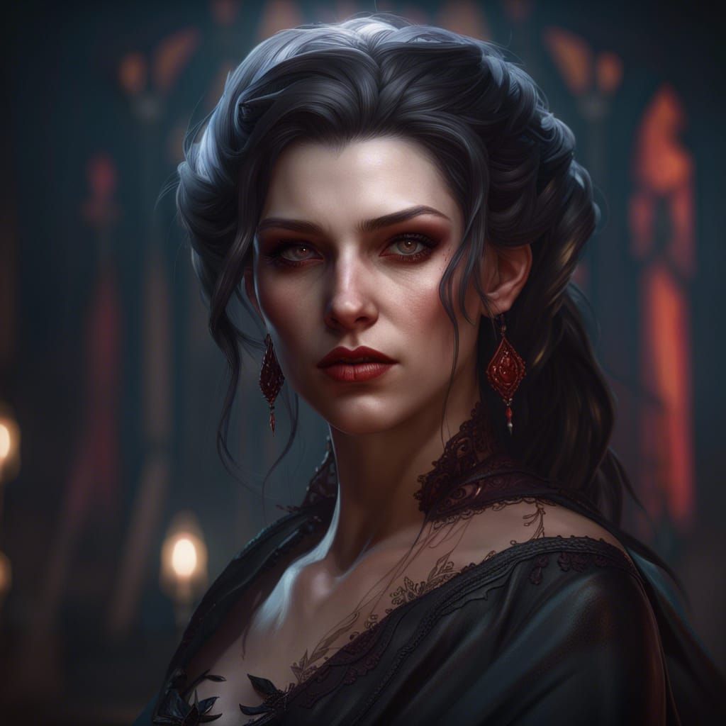 Beautiful Vampire Portrait in Hyperdetailed Digital Art