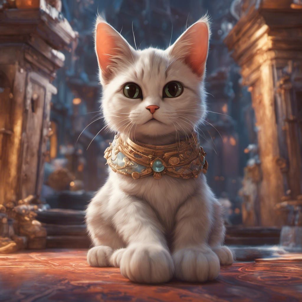 Hyperdetailed Cat Portrait in Orange and Teal