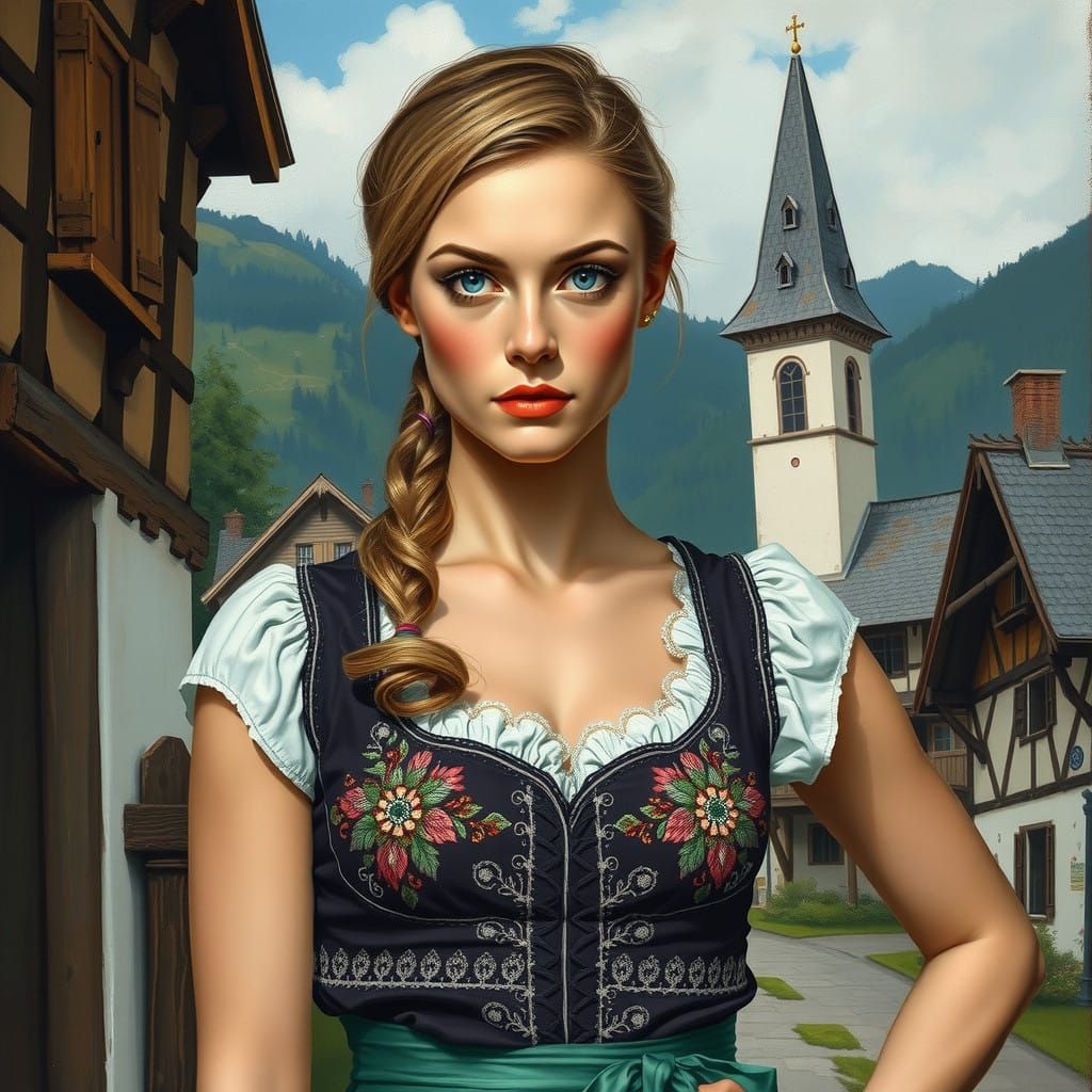 Dignified German Woman in Neo-Expressionist Style