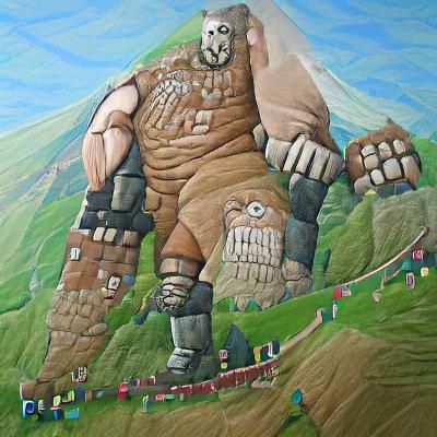 Realistic Hill Giant in Valley Landscape