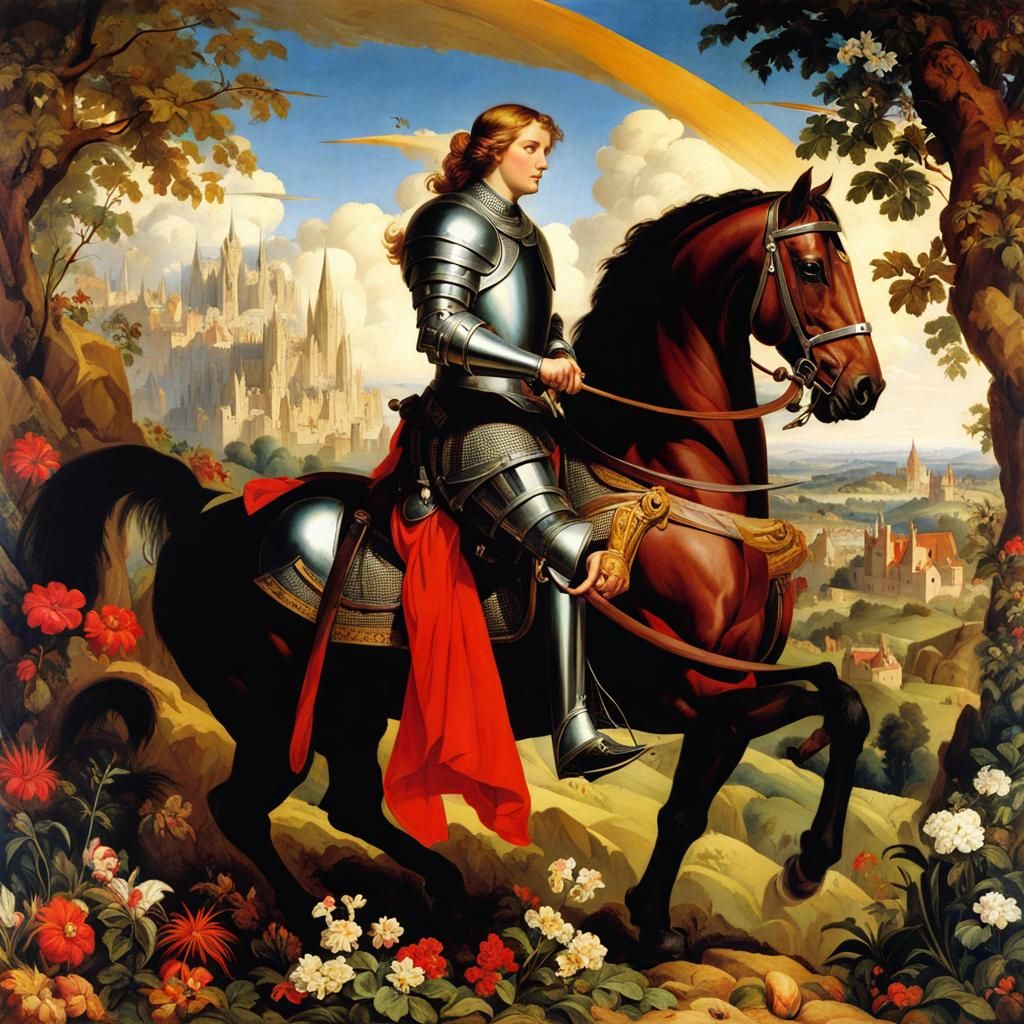 Colorful Knight in Detailed Historical Painting Style