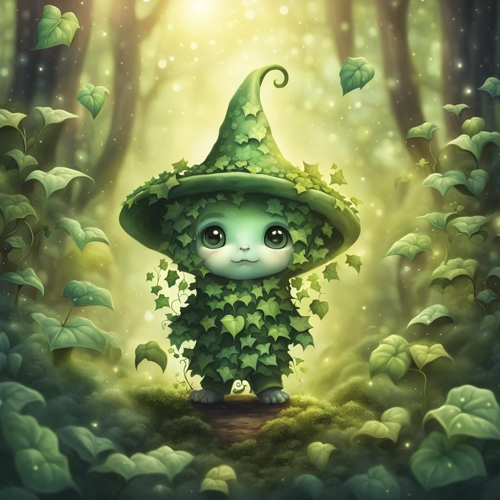 Cute Ivy Plant Wizard in Magical Forest