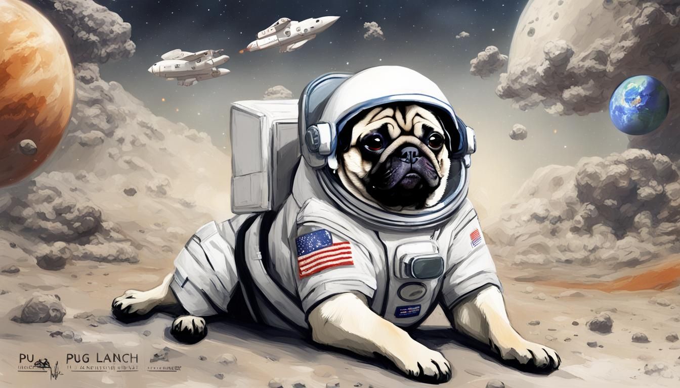 Pug Astronaut: A Realistic Space Portrait