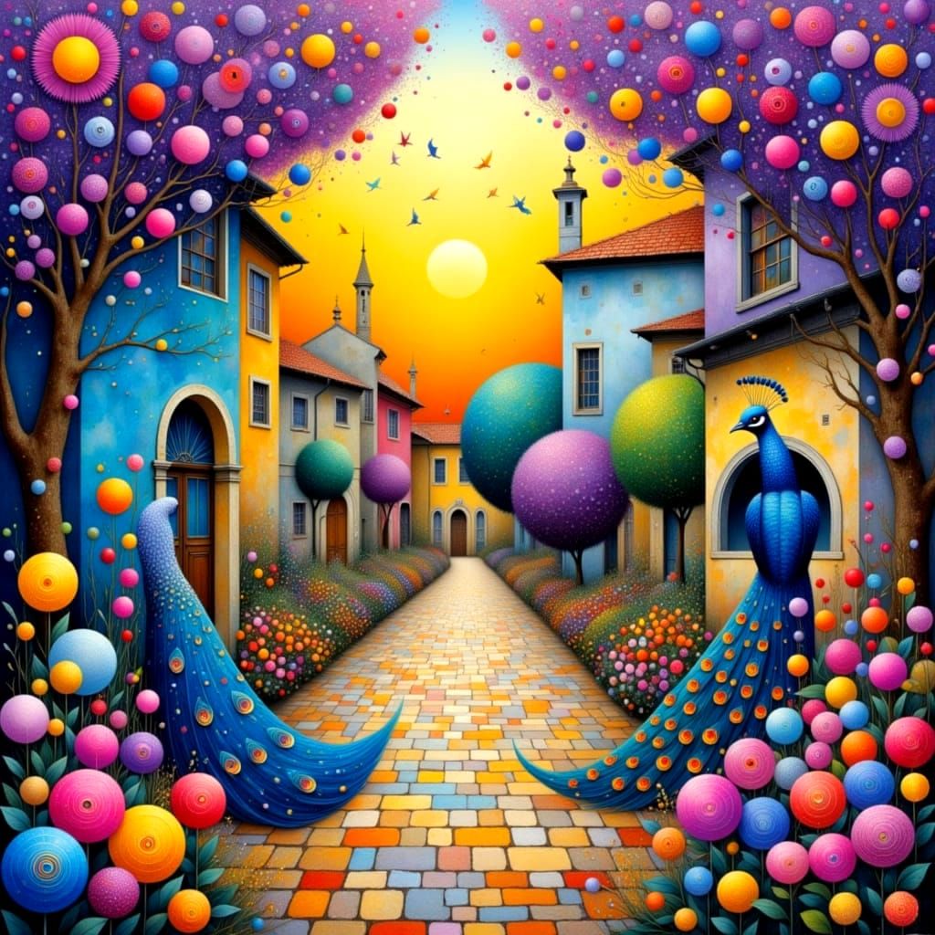 Violet Courtyard Oasis in Whimsical Bloom