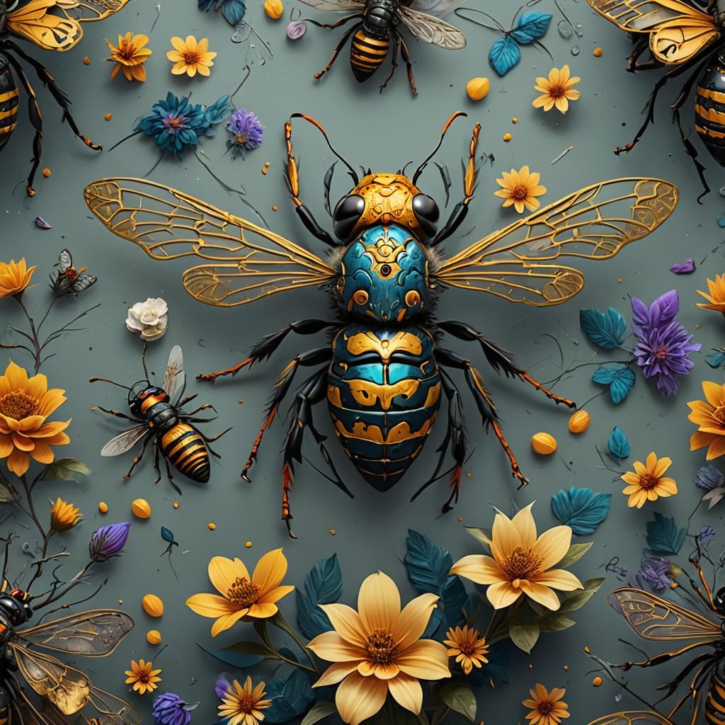 Sugar Skull Wasp: Detailed Matte Painting