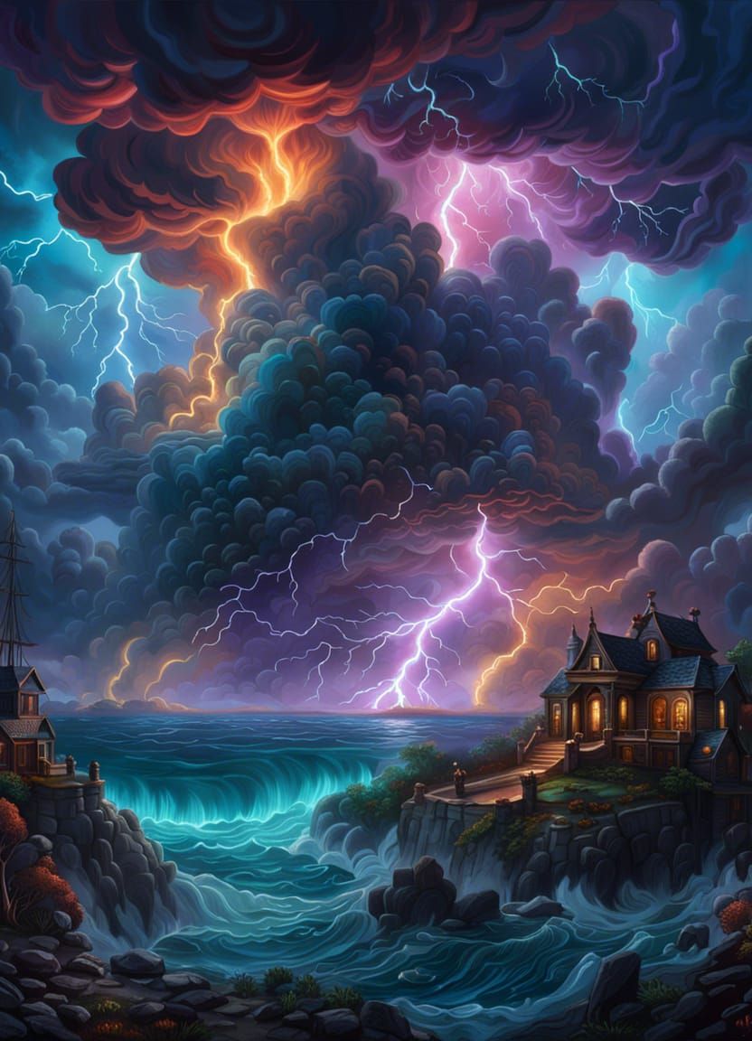 Spooky Bioluminescent Lightning Storm in Hyperdetail