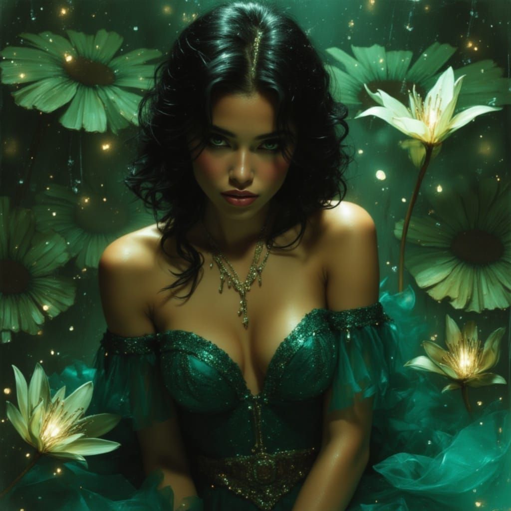 Magical Bayou Island Scene with Tiana in Emerald Gown