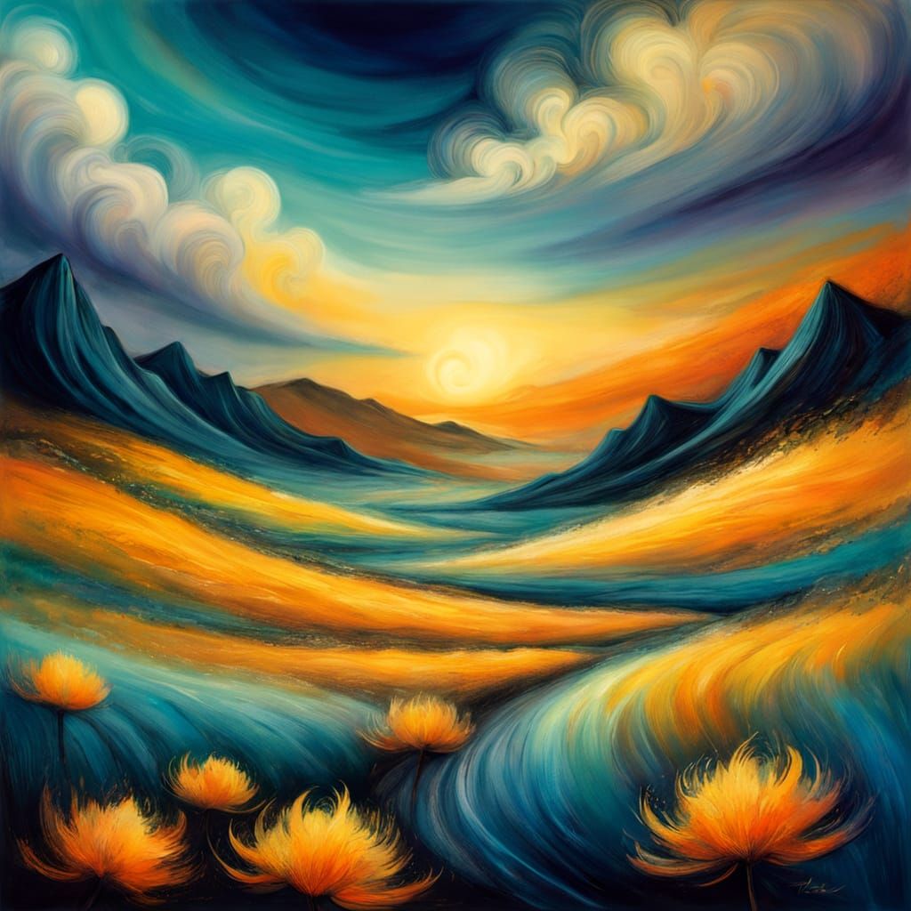 Surreal Spring Landscape in Whimsical Worldly Style