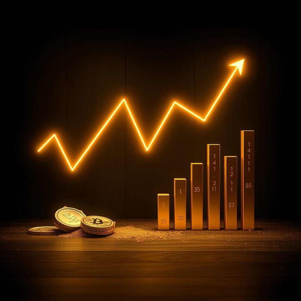 Dramatic Gold vs Dollar Graph in Art Deco Style