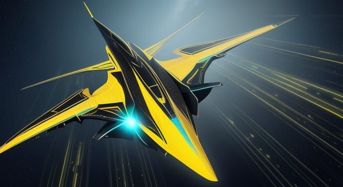 Art Deco Spaceship in Starry Night Sky