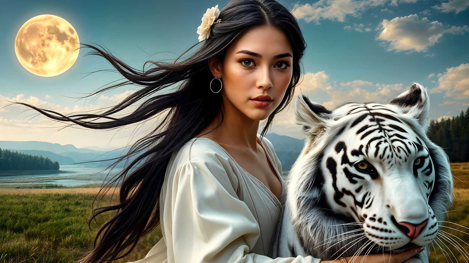 Ethereal Beauty Rides Majestic Tiger in Stunning HDR Landsca...