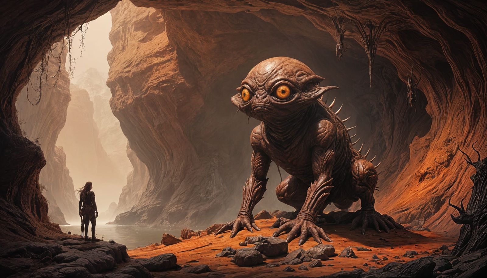 Fantasy Organic Beast in Smoky Cave