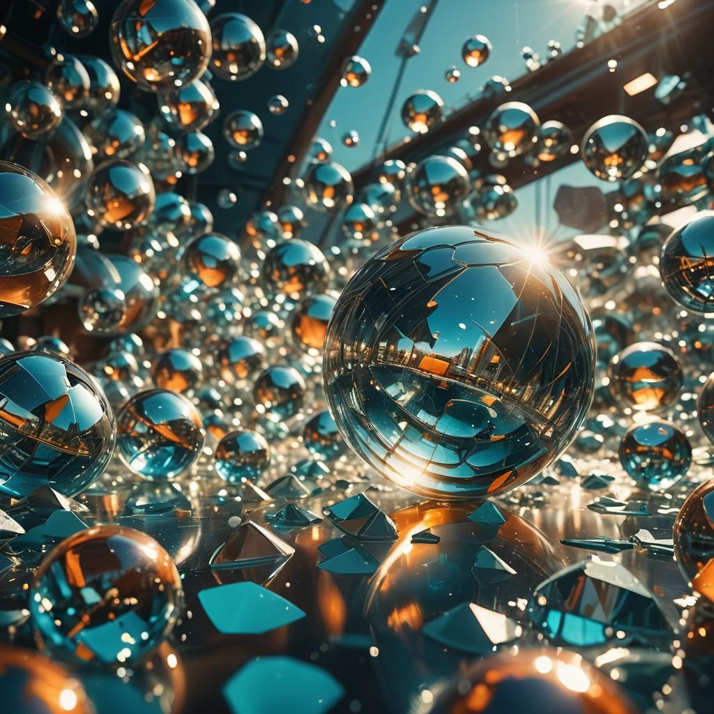 Majestic Glass Ship Floats: Cinematic Film Still