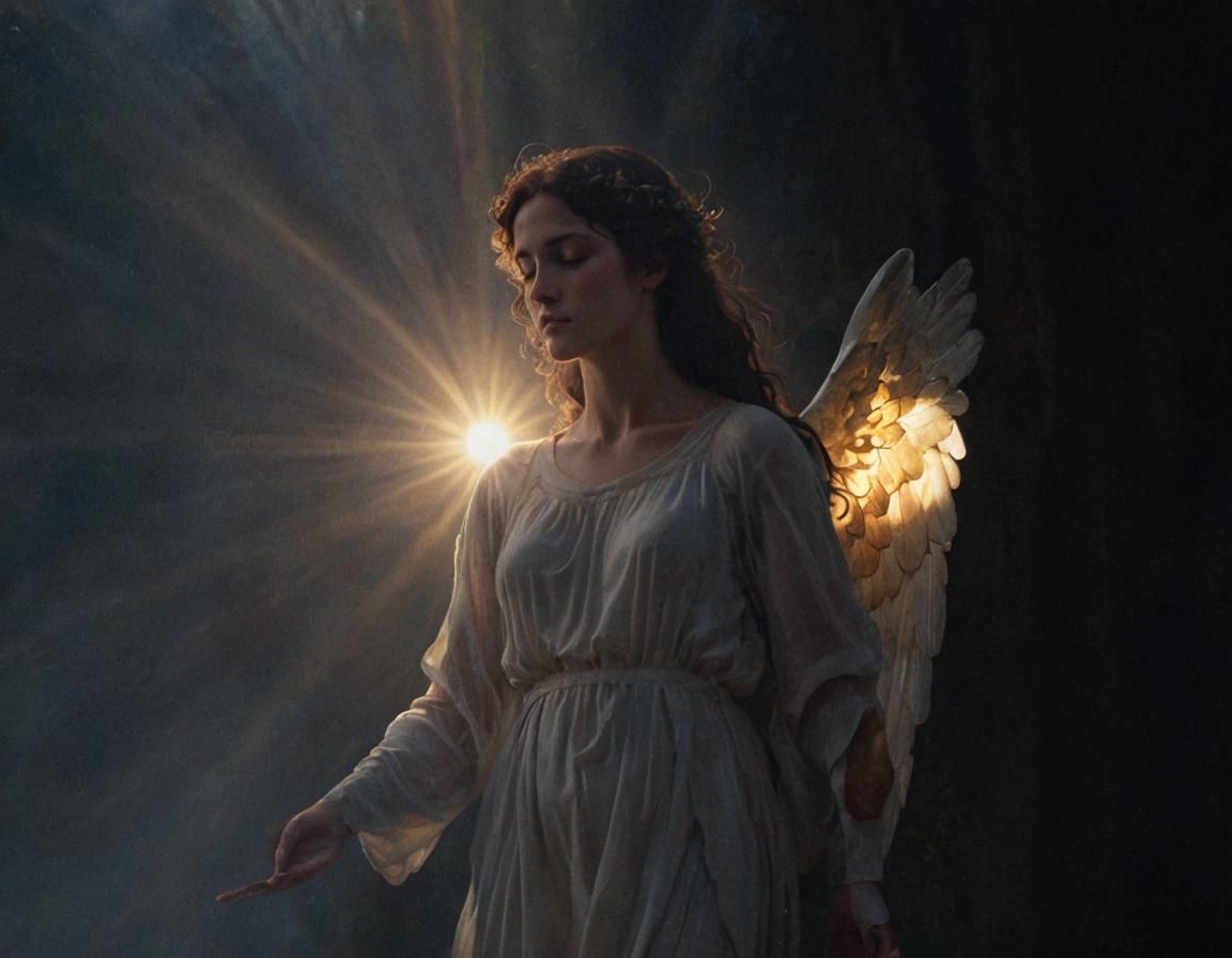 Ethereal Angel Bathed in Sunlight: Concept Art