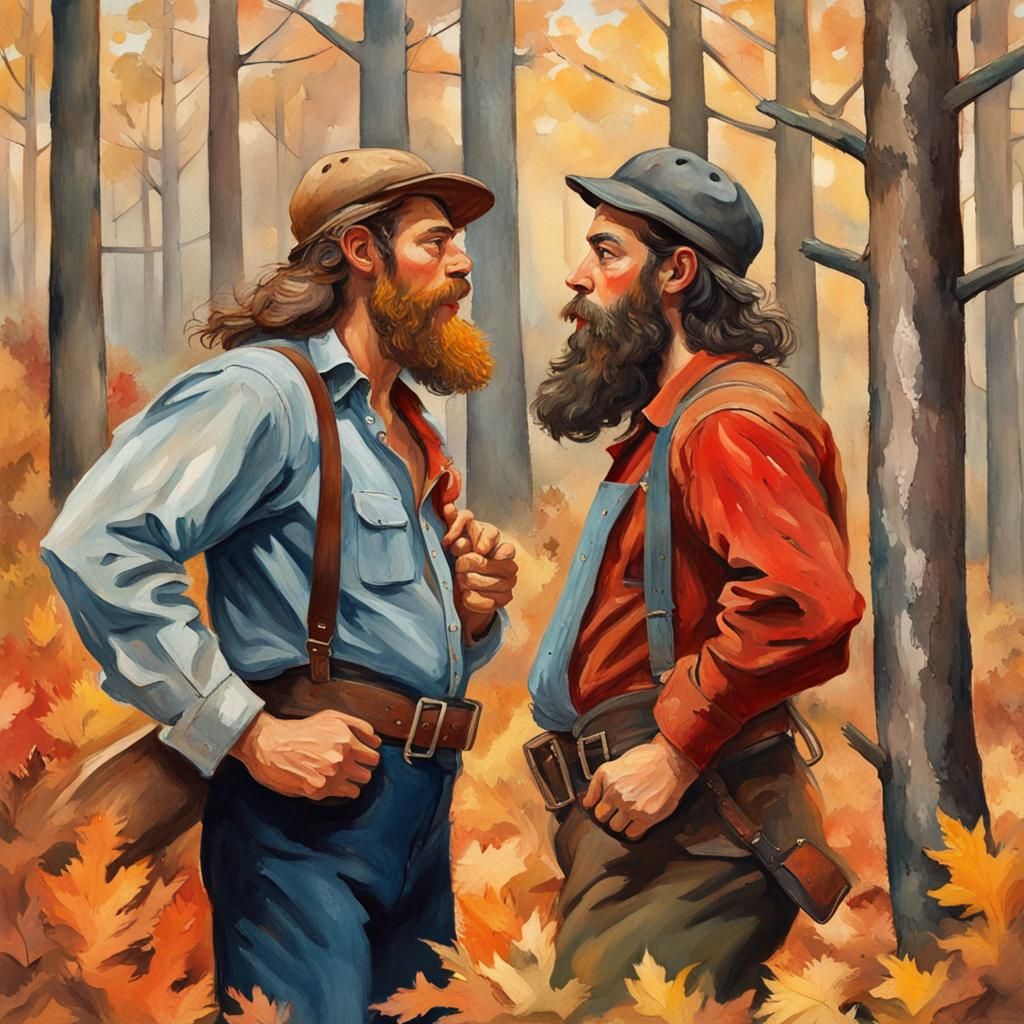 Lumberjack Love in Gouache Watercolor Style