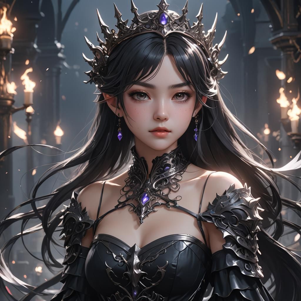 Detailed 3D Anime Dark Princess Art
