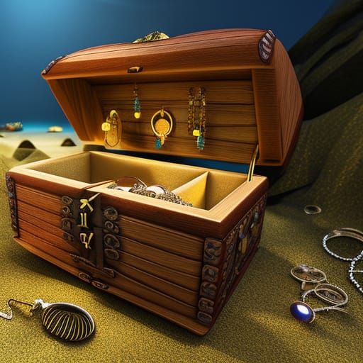Anime Treasure Chest on a Lonely Beach