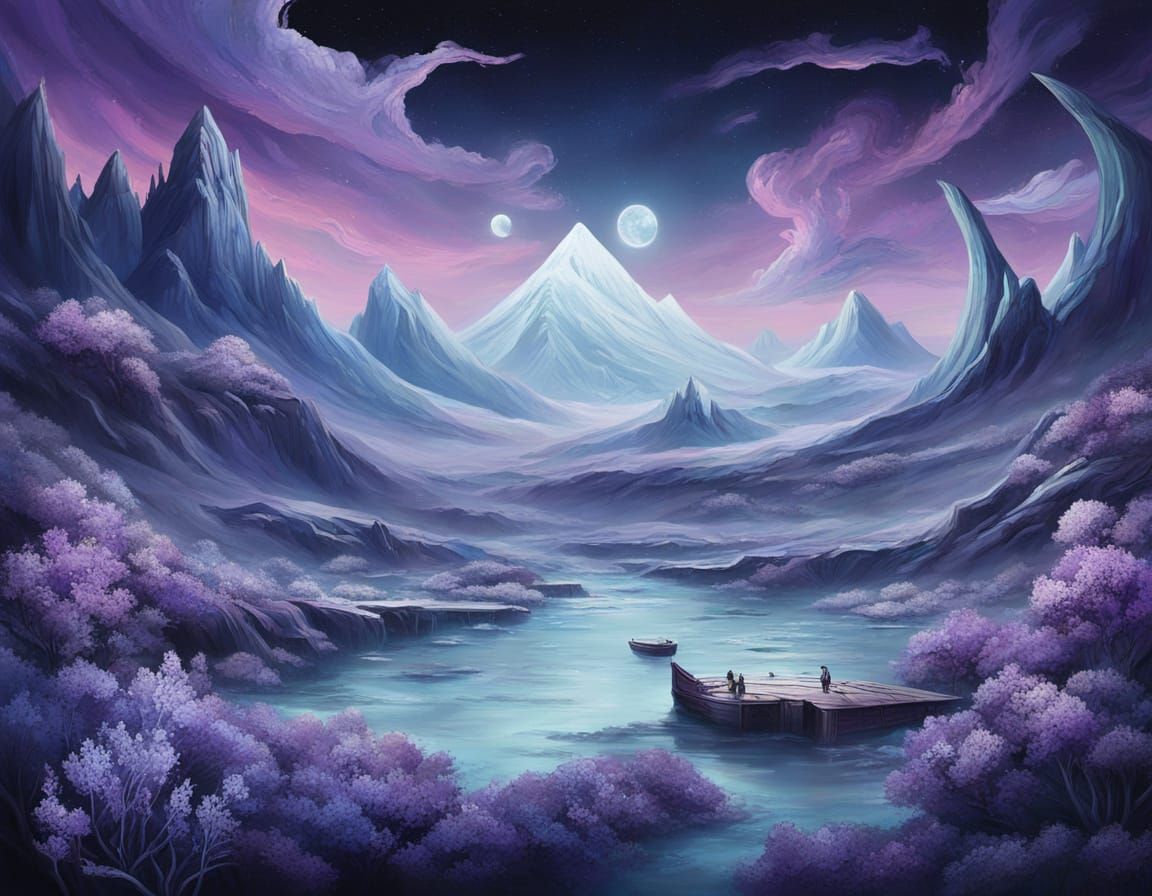 Surreal Cyberpunk Landscape Painting