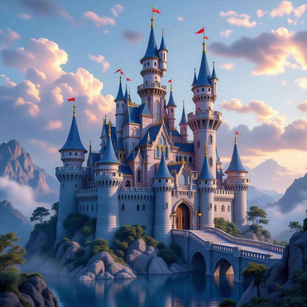 Fantastical Girl's Castle in Deep, Complementary Colors