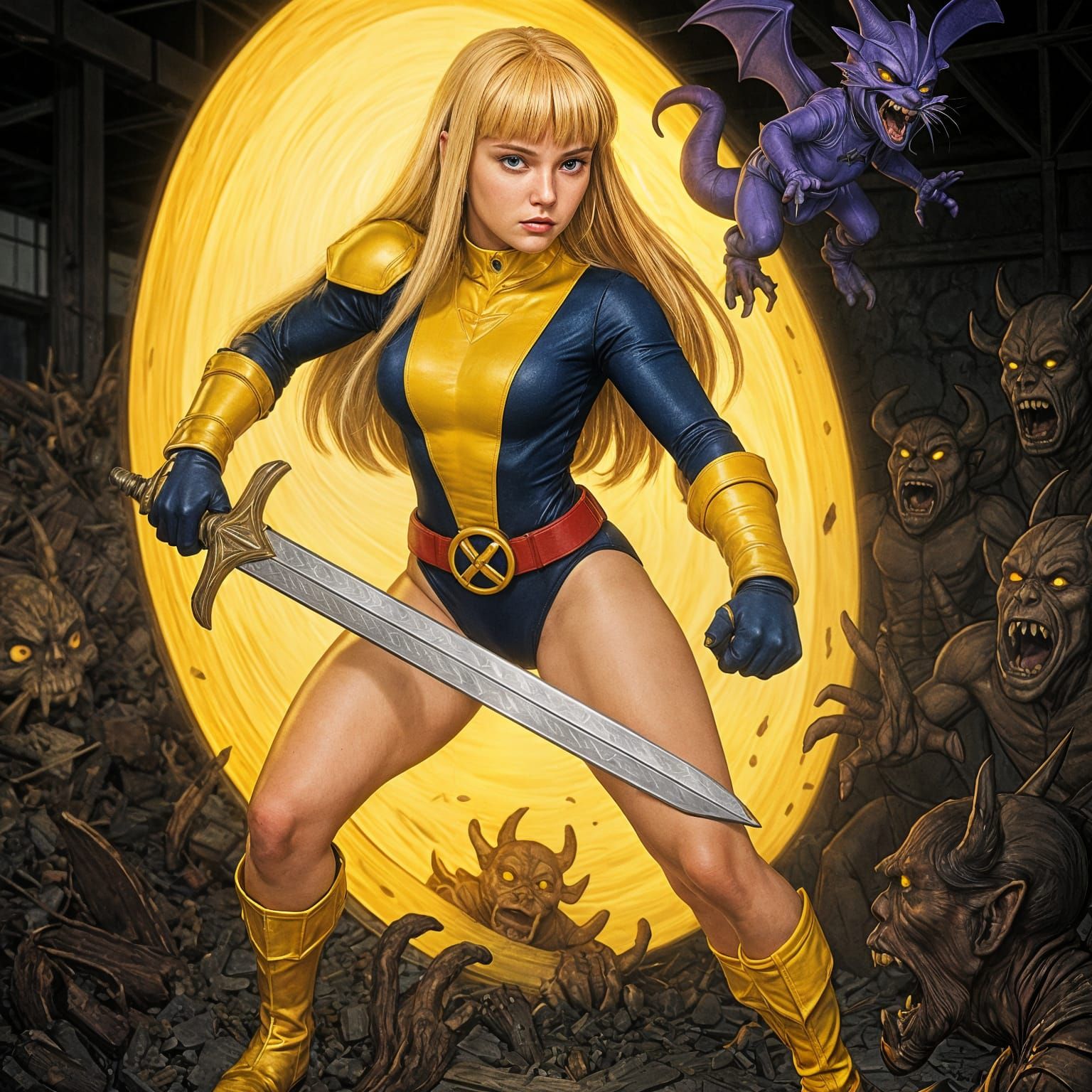 Magik and Lockheed Battle Demons in Warehouse