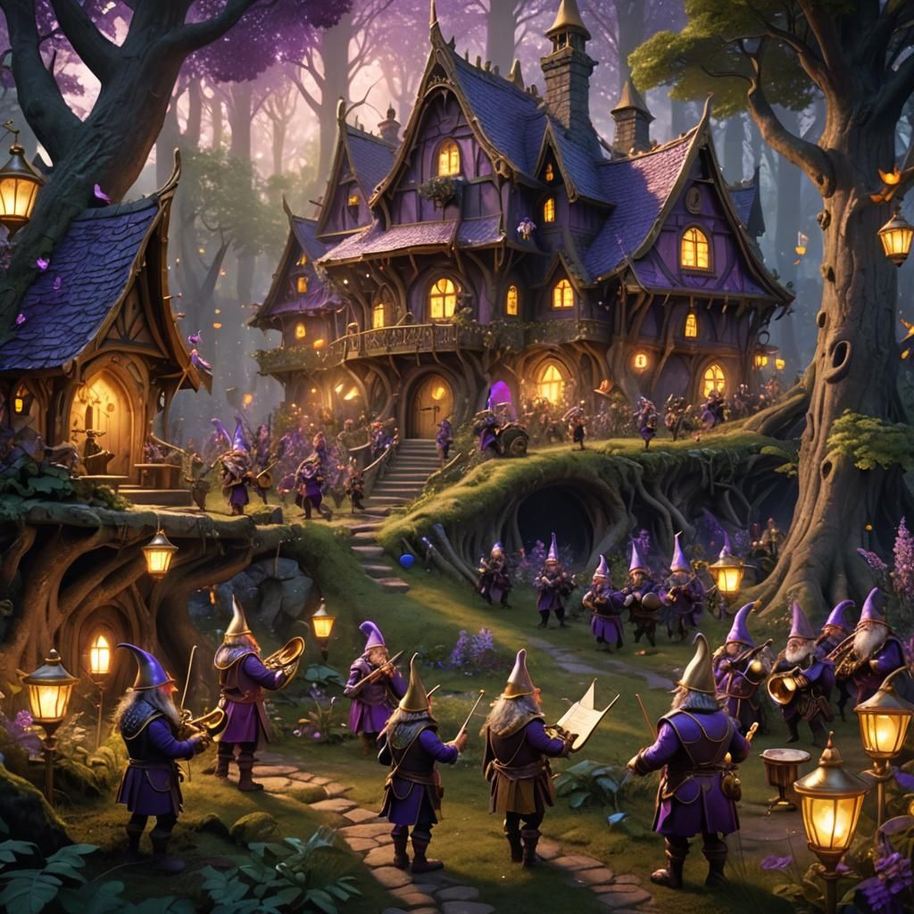 Fairytale Forest Clearing with Dancing Elves: Fantasy Art