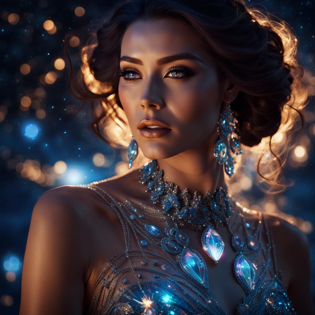 Woman in Glass Dress, Detailed Matte Painting