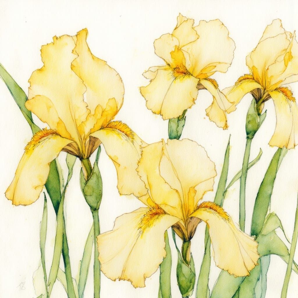 Alcohol Ink Sketch of a Field of Irises