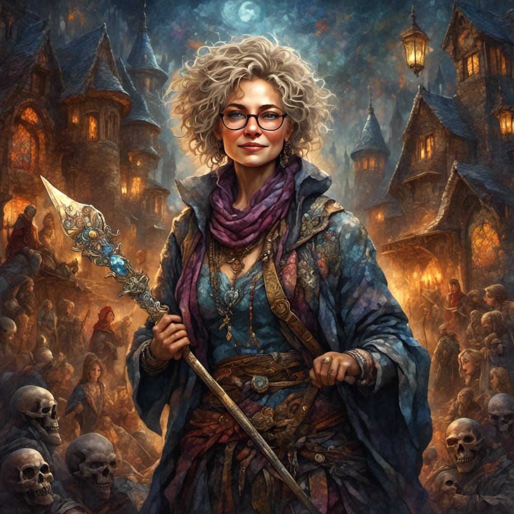 Victorious Woman Warrior in Dark Fantasy Style