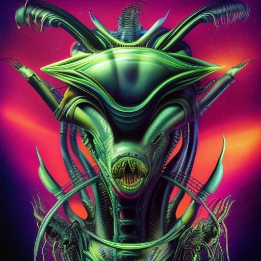 Glam Metal Alien Album Cover in 80s Style
