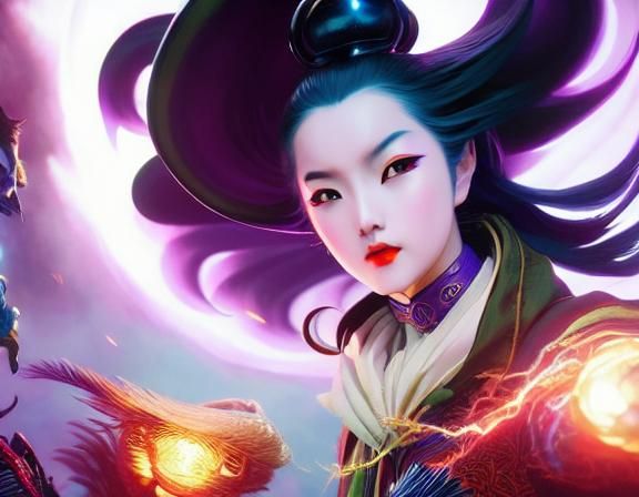 Asian Vampiress in Underground Comix Style