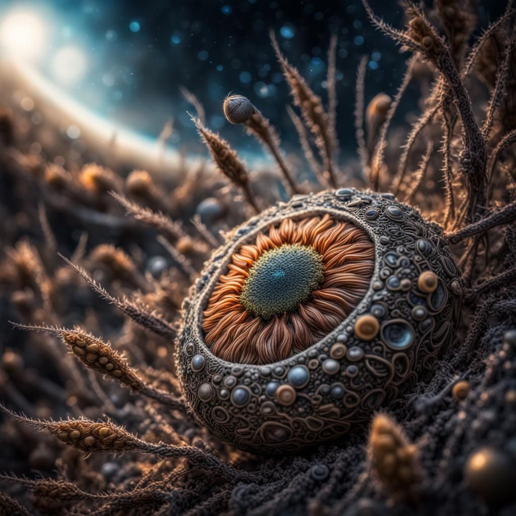 Cosmic AI Seeds in Hyperrealistic Style