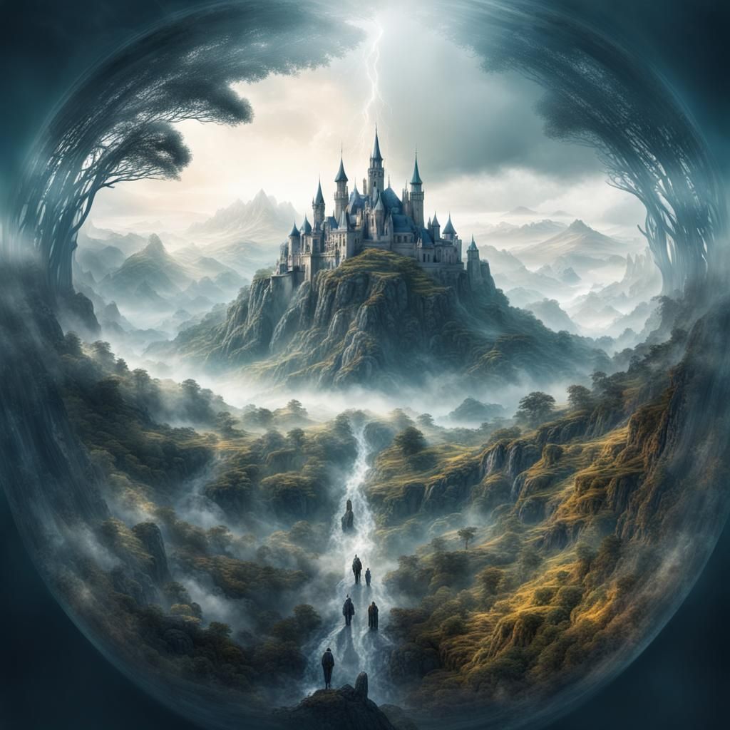 Mysterious Double Exposure Panoramic Scene