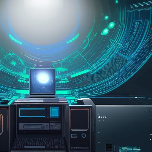 Vocaloid Software Inside a Computer as Matte Painting