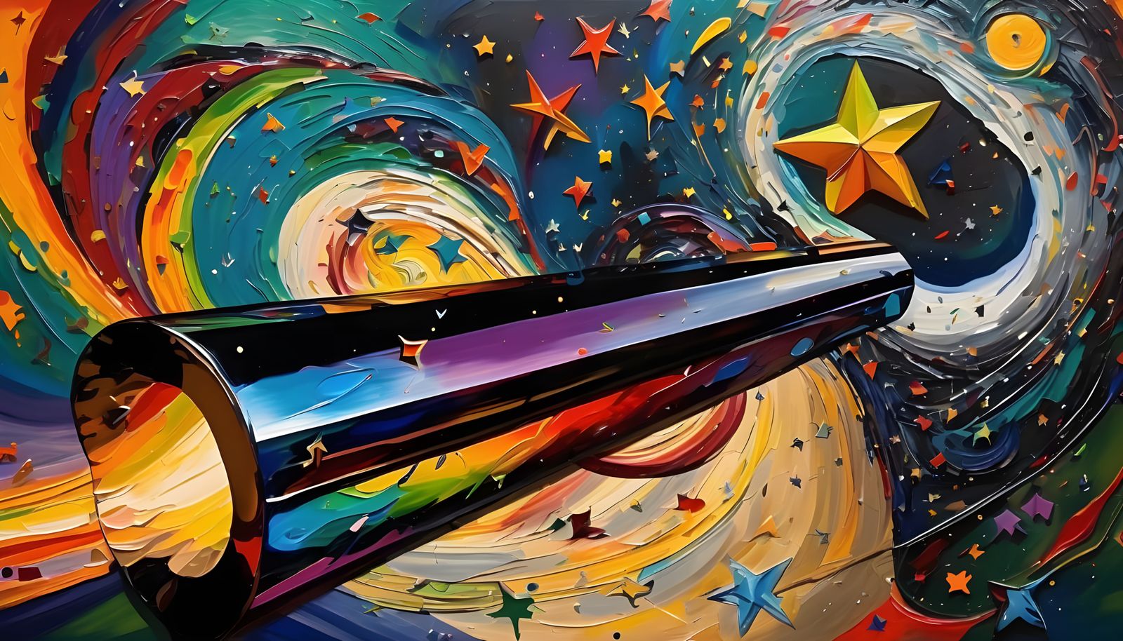Rainbow Cylinder with Cosmic Vortex Oil Painting