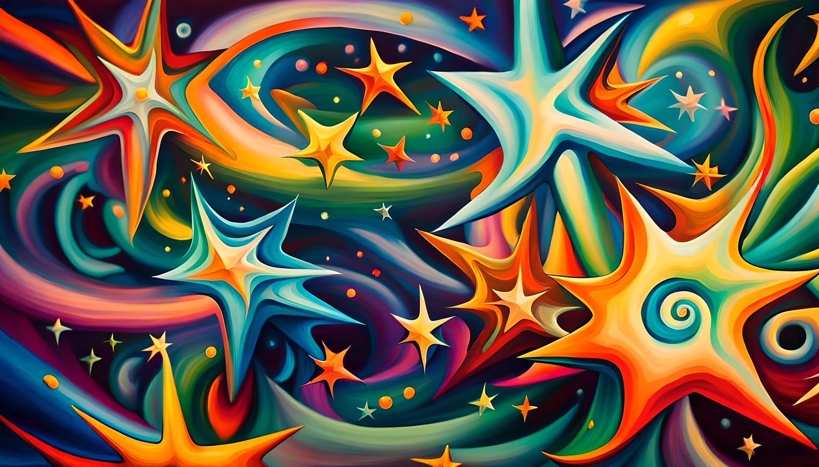 Glowing Star Formation Cluster in Impasto Oil Style