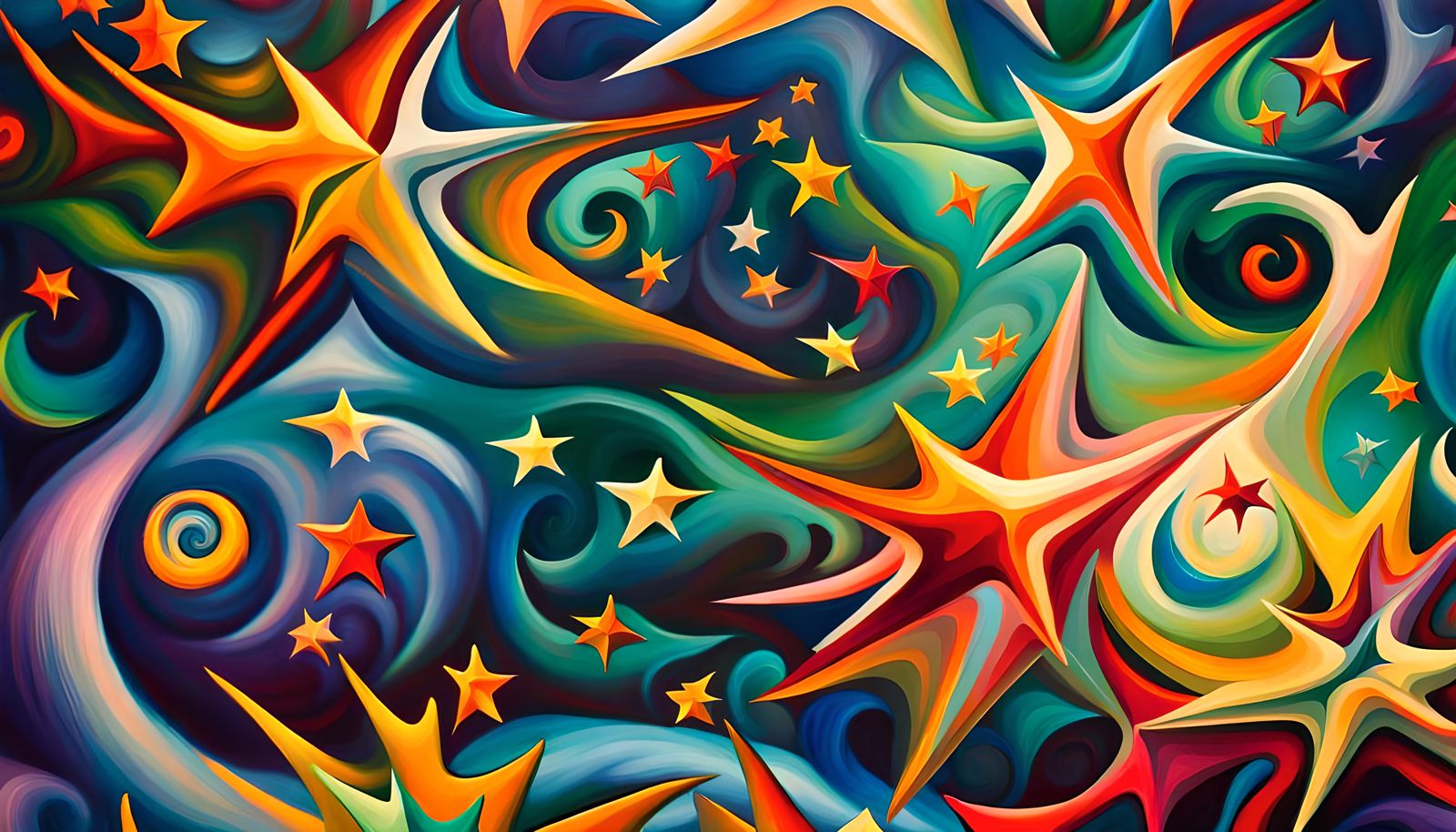 Glowing Star Cluster Formation as Impasto Oil Painting