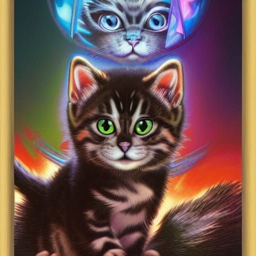 Hyperrealistic Kitten in Cyber Psychosis: Comic Book Art